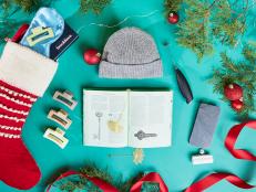 Group photo of stocking stuffer ideas including hair clips and bookmarks